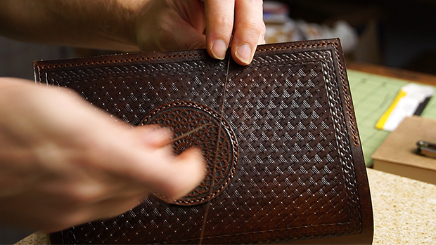 dyed-stamped-tooled-leather-book-cover